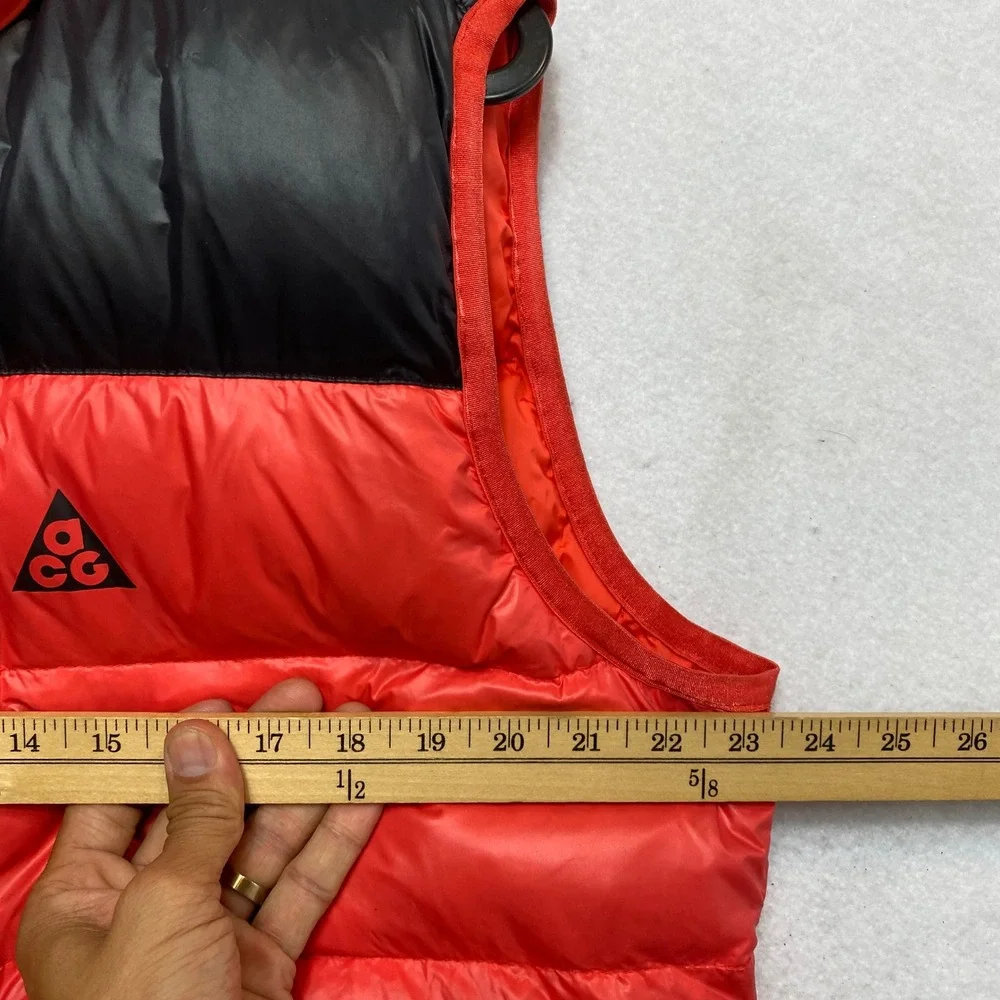 Nike ACG Puffer Vest Mens Large Red Black Goose Down Insulated 800 Fill Zip Up